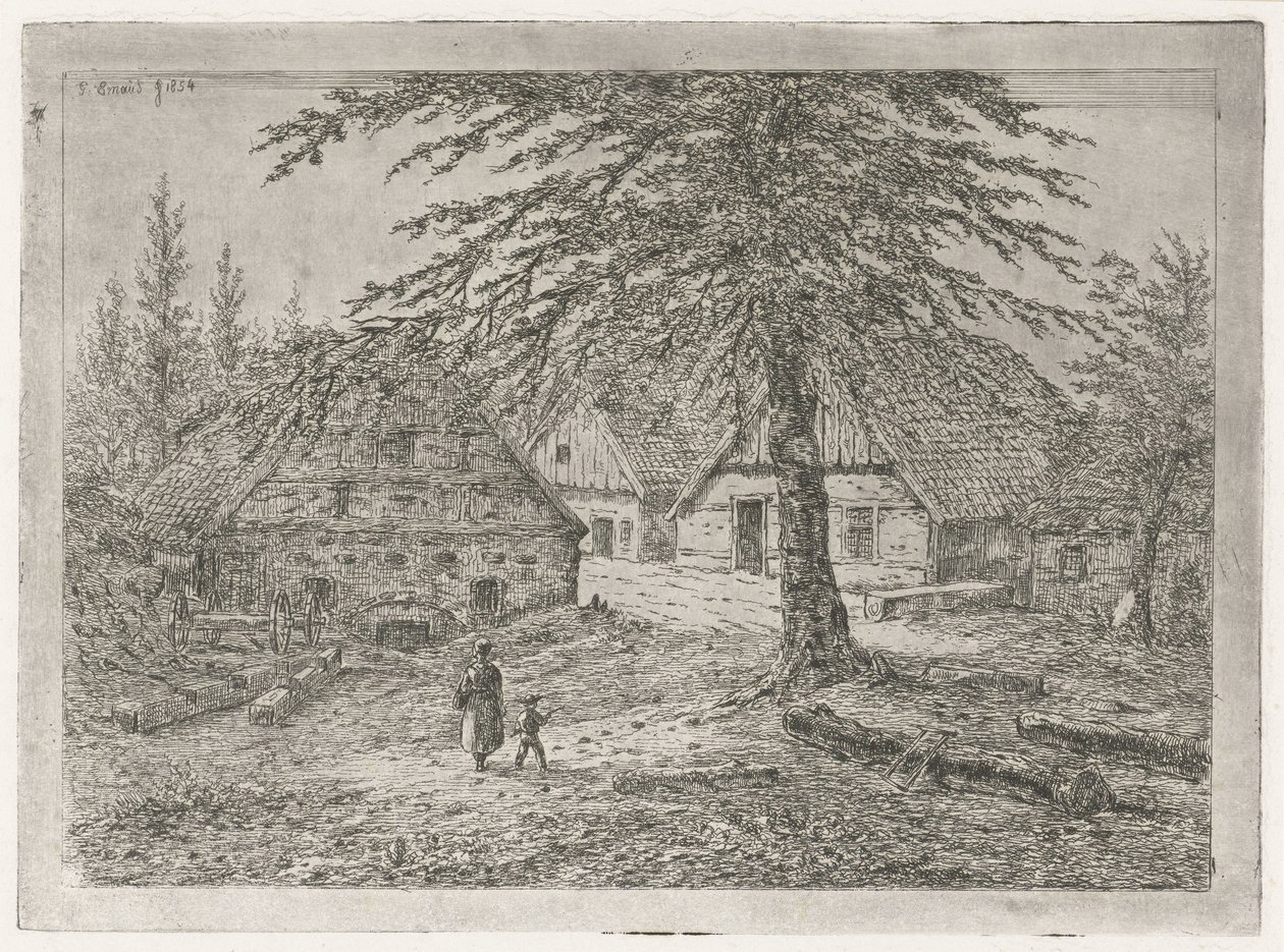 Farmyard (The Sawmill at Bentheim) by Gerardus Emaus de Micault