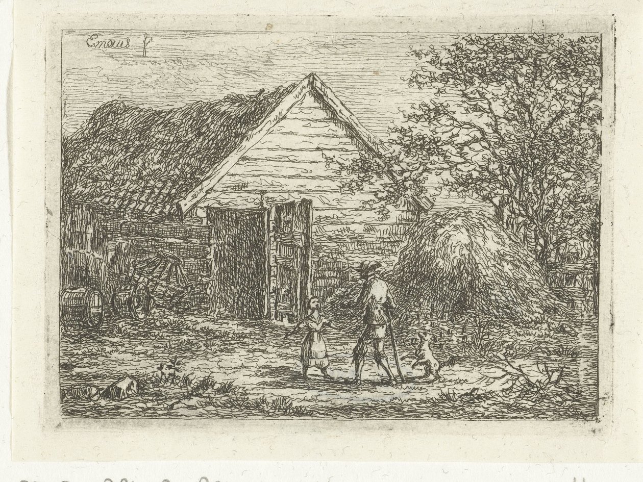 Hunter by a Sod Hut by Gerardus Emaus de Micault