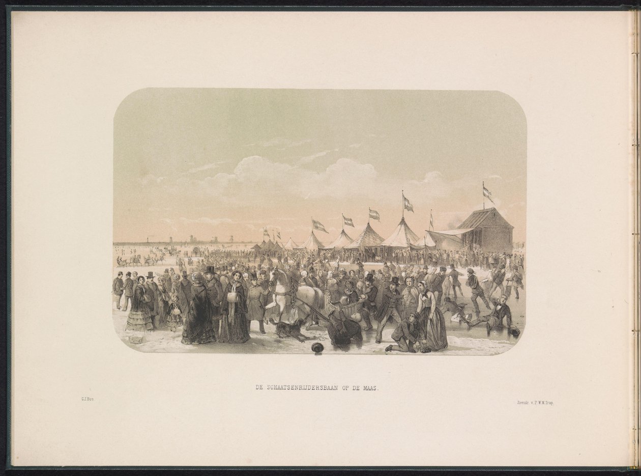 Skating on the Maas in Rotterdam, 1855 by Gerardus Johannes Bos