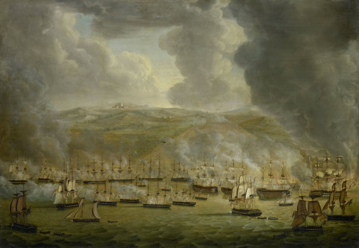 The Attack of the Combined Anglo-Dutch Squadron on Algiers, 1816 by Gerardus Laurentius Keultjes