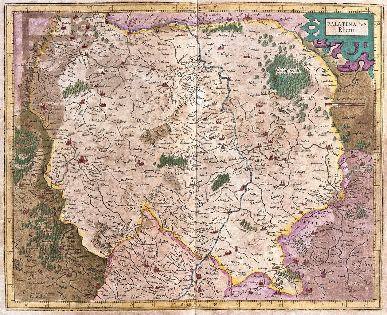 Bavarian Region and the River Danube, Germany (engraving) by Gerardus Mercator
