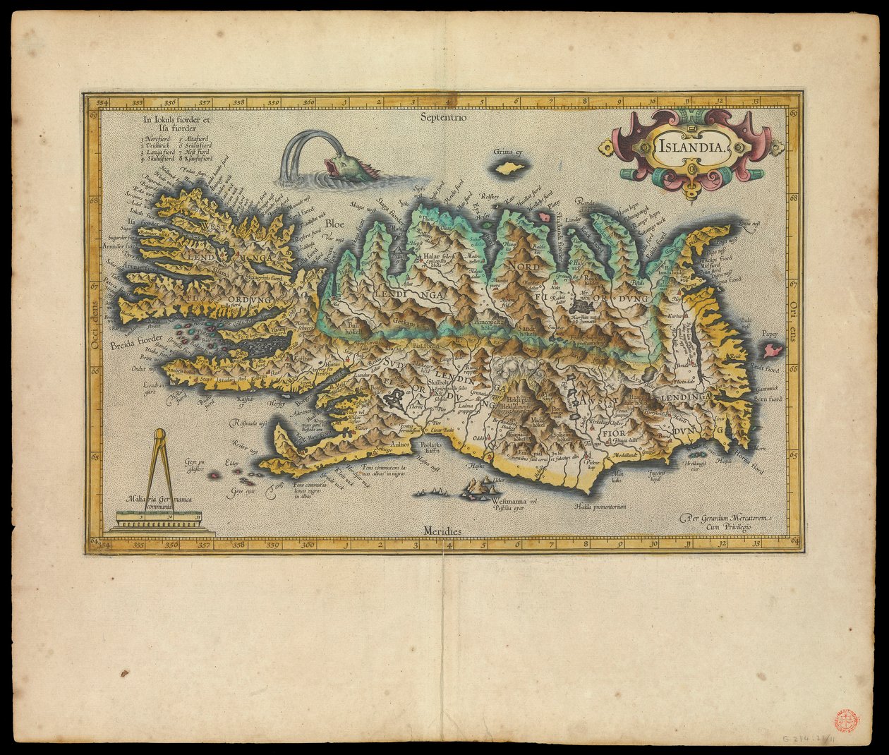 Islandia, Per Gerardum Mercatorem cum privilegio, c.1595 by Gerardus Mercator