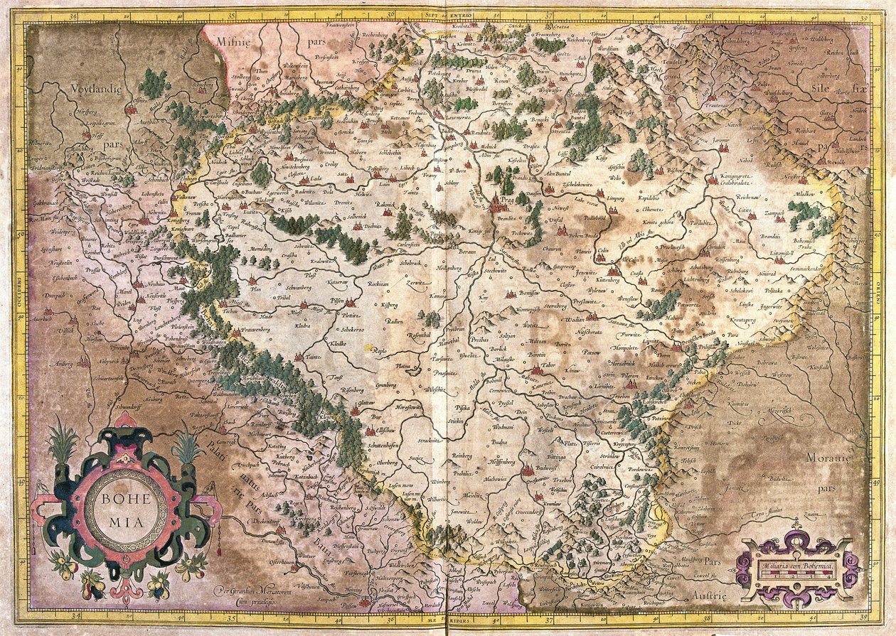 Prague, Czech Republic (engraving) by Gerardus Mercator