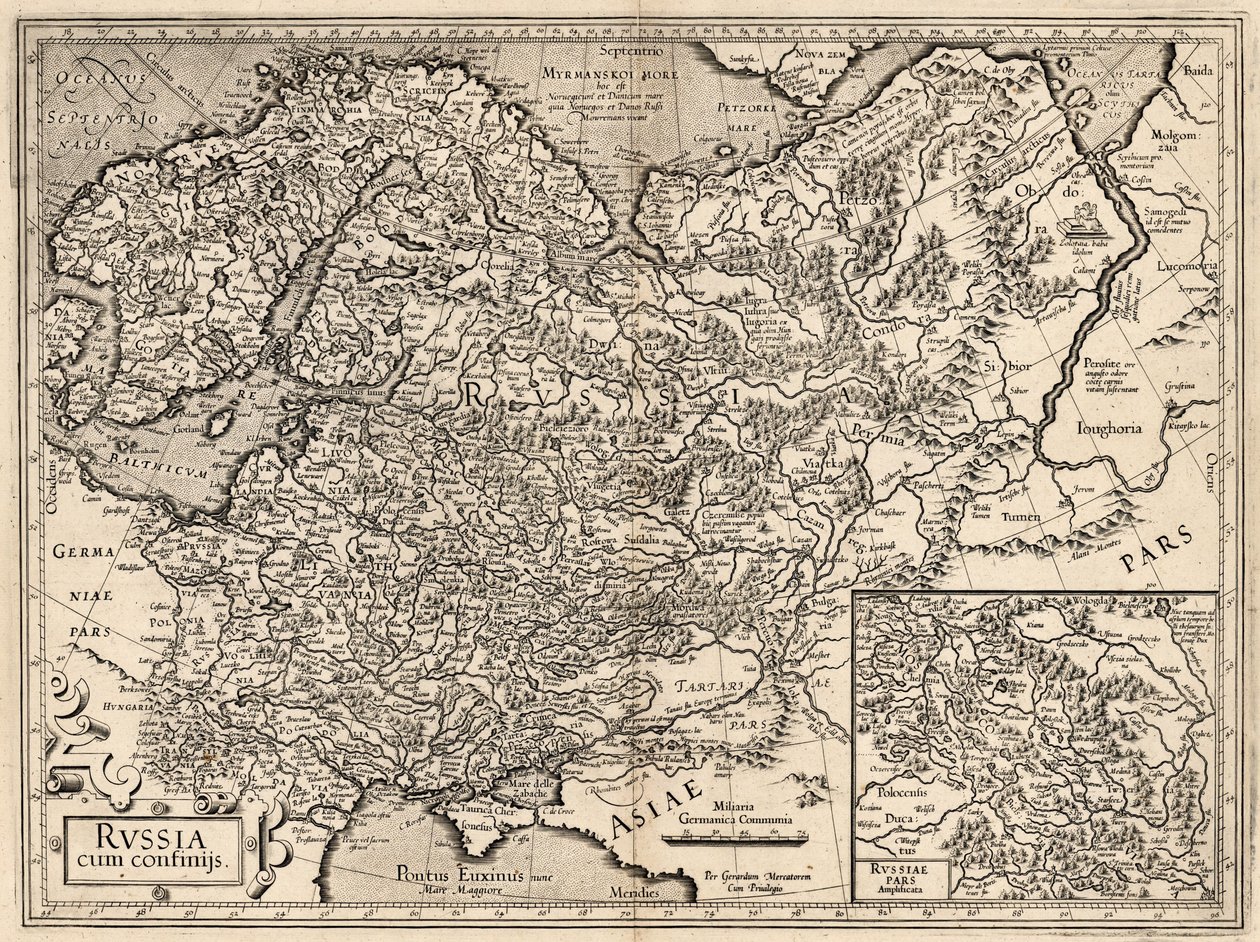 Map of Russia by Gerardus Mercator