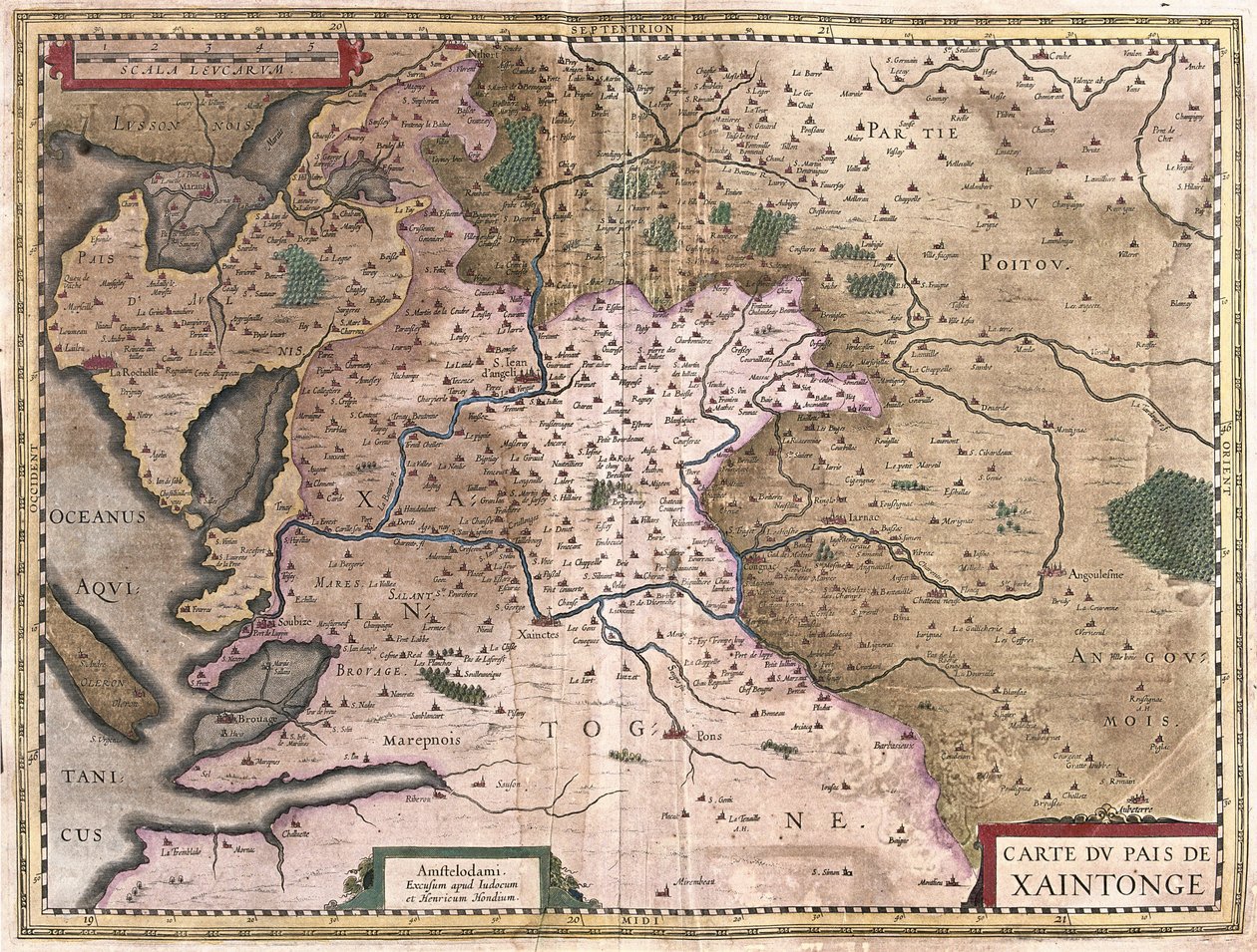 Saintonge with La Rochelle and Ile Oleron, France (engraving) by Gerardus Mercator