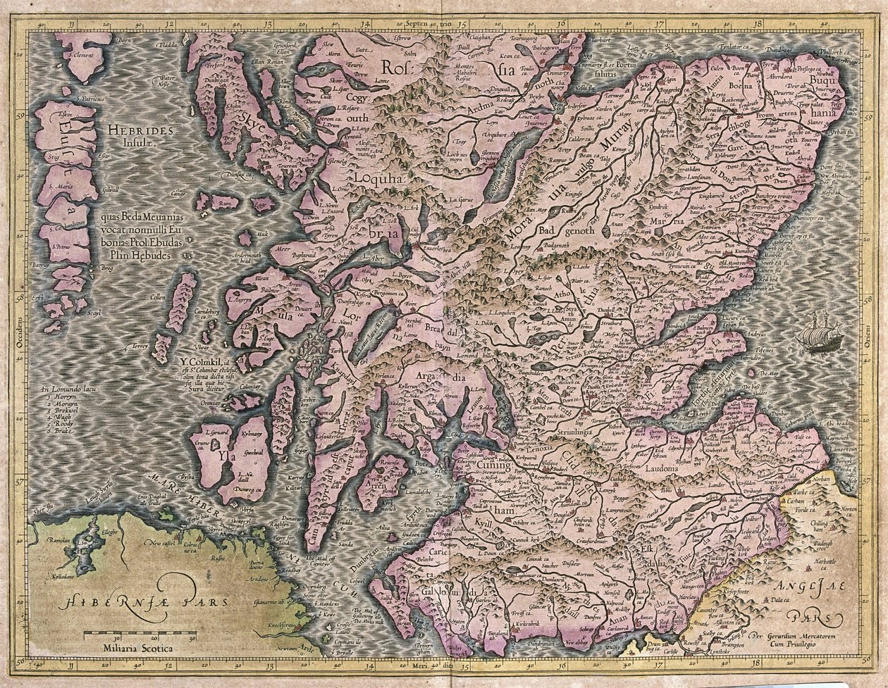 Scotland, Great Britain by Gerardus Mercator