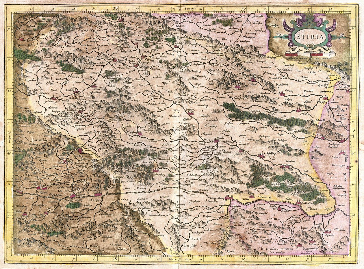 Steiermark, Austria (engraving) by Gerardus Mercator