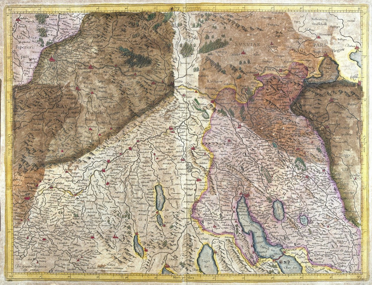 Switzerland (engraving) by Gerardus Mercator