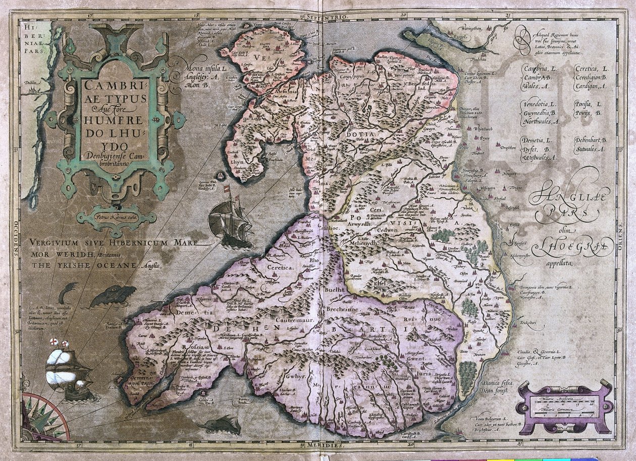Wales, Great Britain by Gerardus Mercator