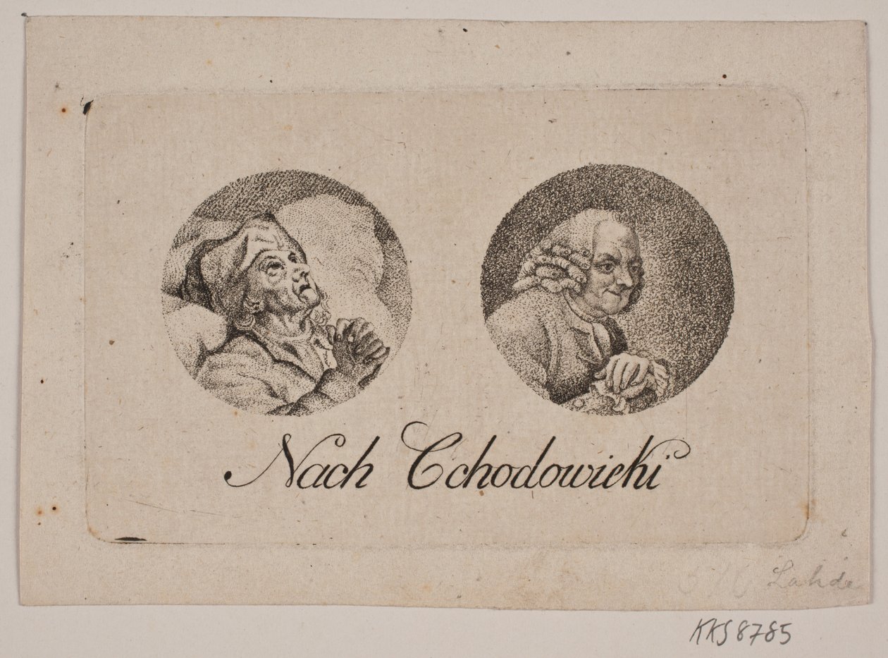 Sheet with Two Round Portraits by Gerhard Ludvig Lahde