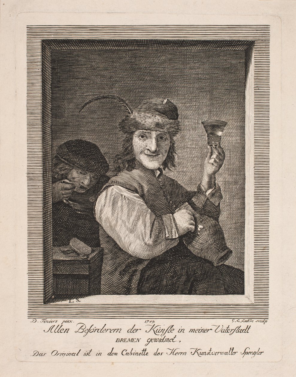 Peasant with Jug and Glass by Gerhard Ludvig Lahde