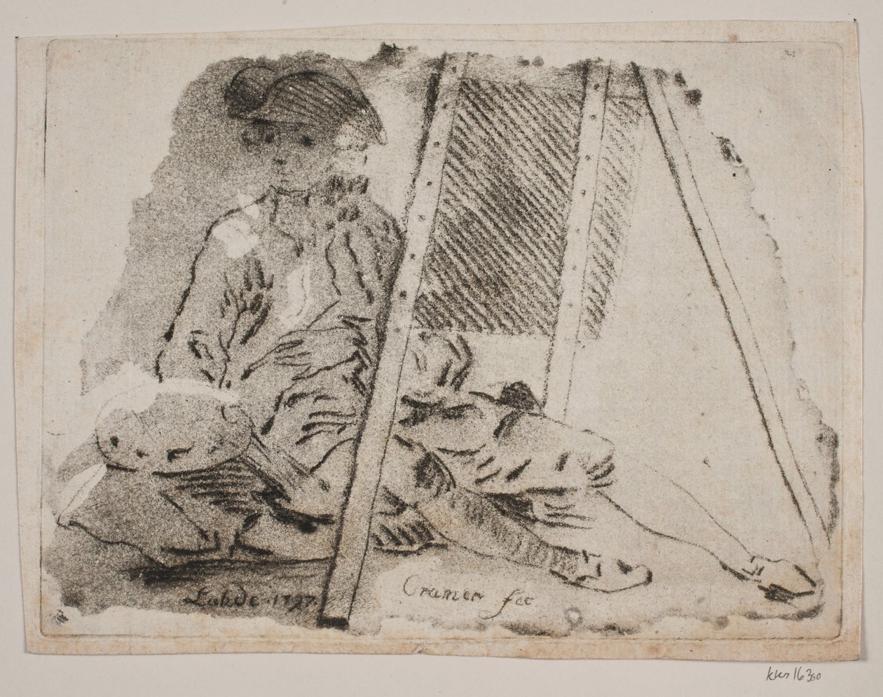 A Painter (Juel) at His Easel by Gerhard Ludvig Lahde