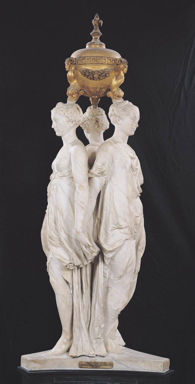 The Three Graces, funerary monument with the heart of Henri II by Germain Pilon