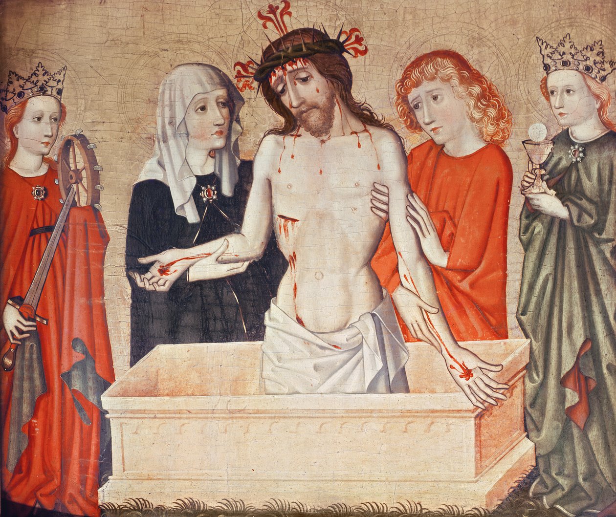Christ at the Sepulchre, Supported by His Mother and Saint John by German School