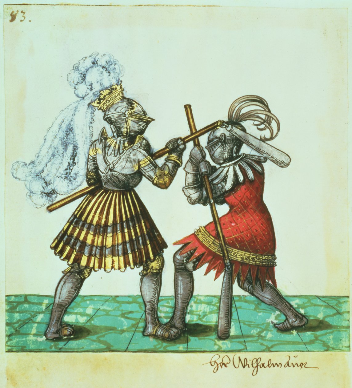 Emperor Maximilian I of Germany Engaged in Man-to-Man Combat by German School