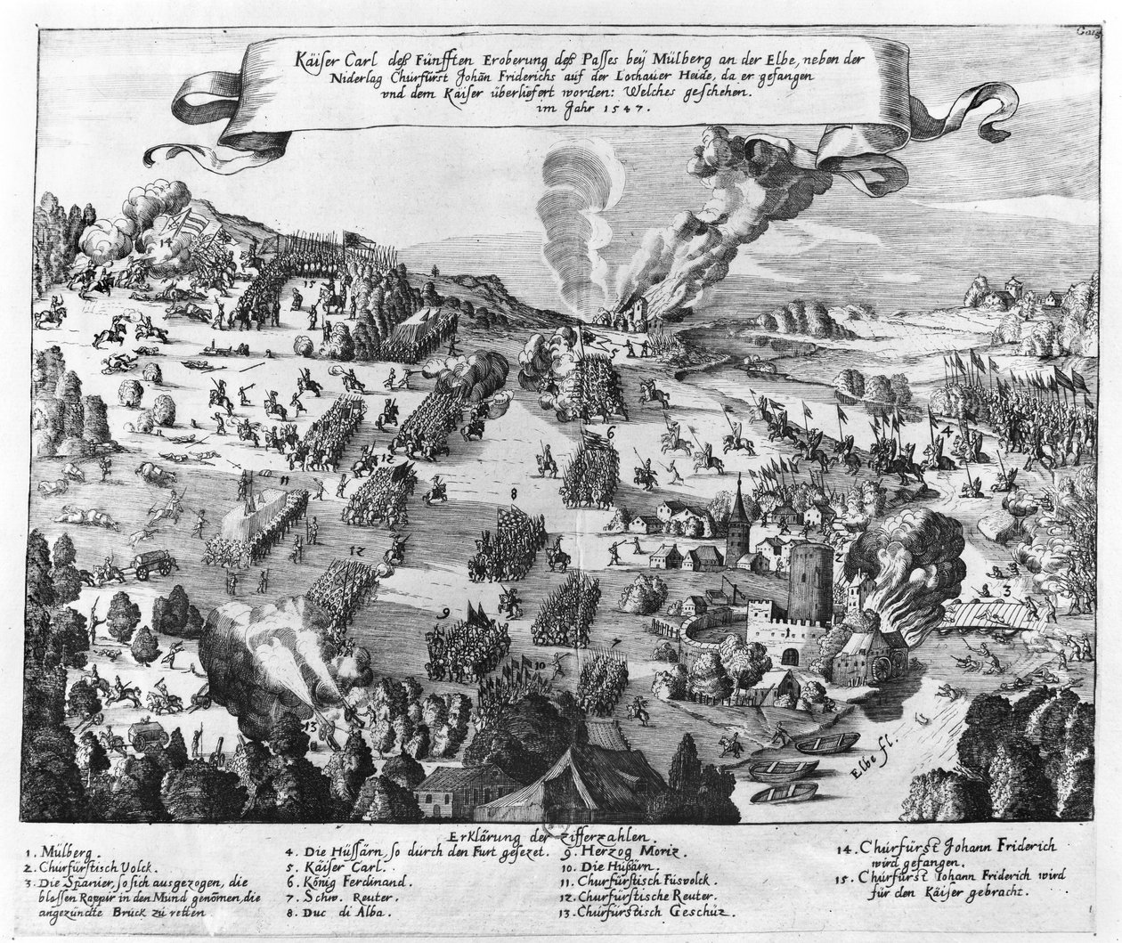 General View of the Battle of Muhlberg, 24th April 1547 by German School
