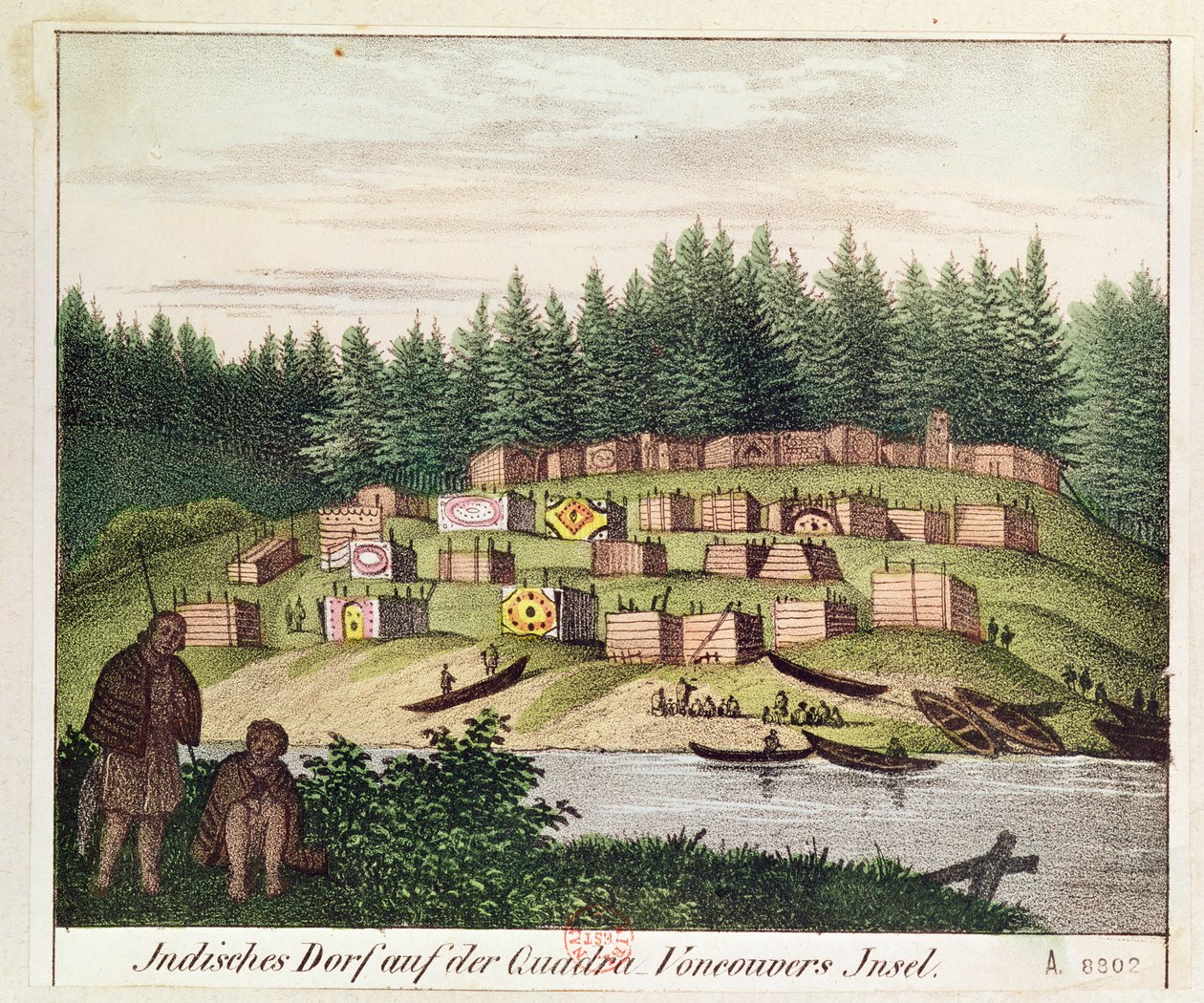 Indian Encampment on Quadra Island, Vancouver Islands by German School