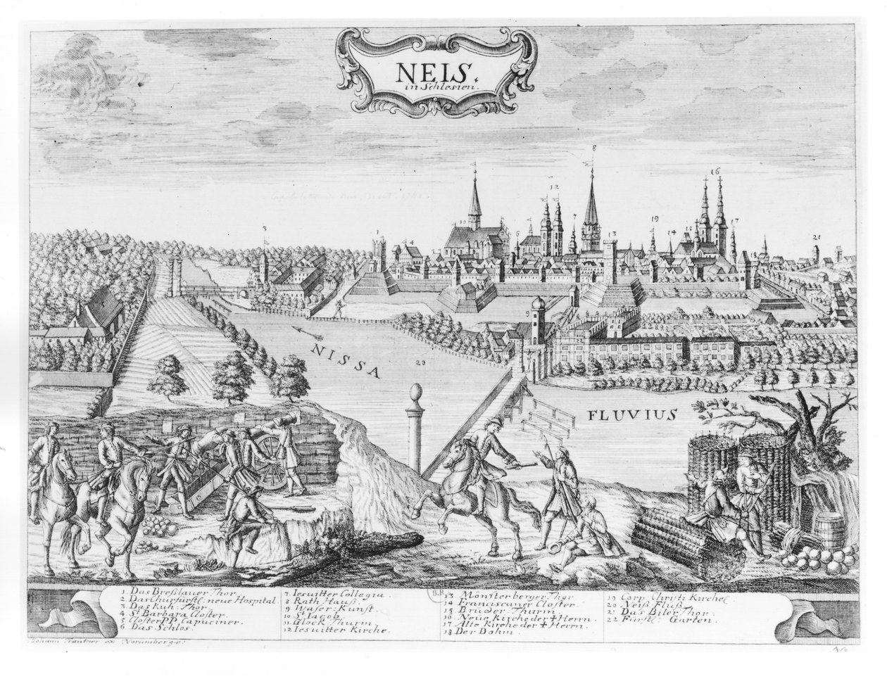 King Frederick II of Prussia invading Silesia and seizing Neis in October 1741 by German School