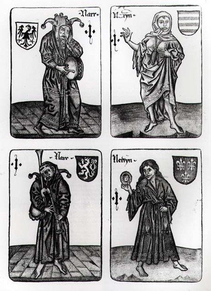 Playing Cards Depicting the Fool in Various Suits by German School