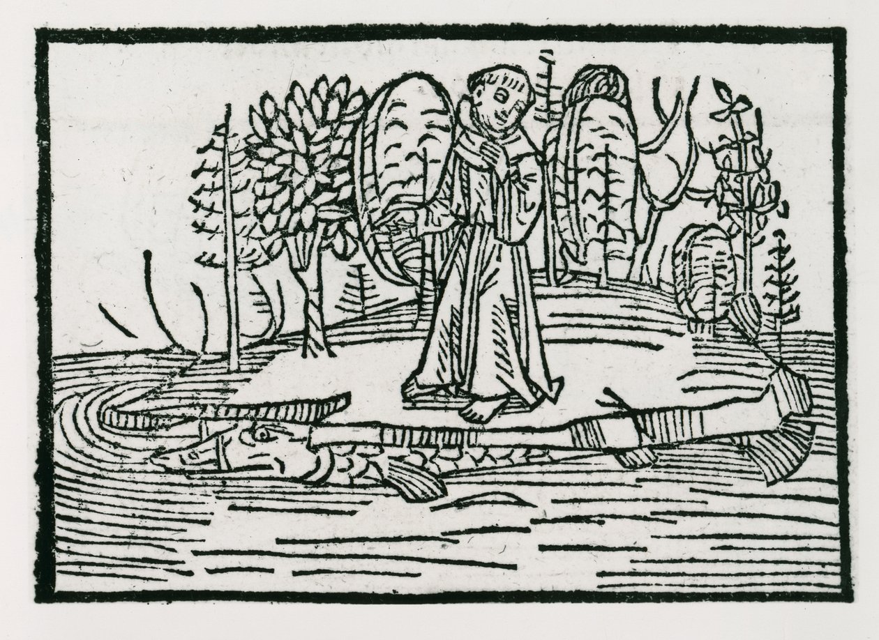 St. Brendan on the fish island, illustration from 