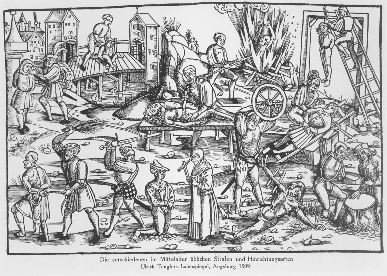 The Usual Punishments in Germany during the Middle Ages, illustration from Laienspiegel by Ulrich Tengler, published Augsburg 1509 by German School