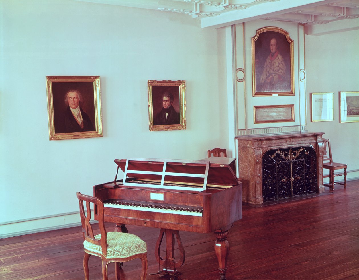 View of a Room with a Grand Piano Belonging to Ludwig van Beethoven (1770-1827) by German School