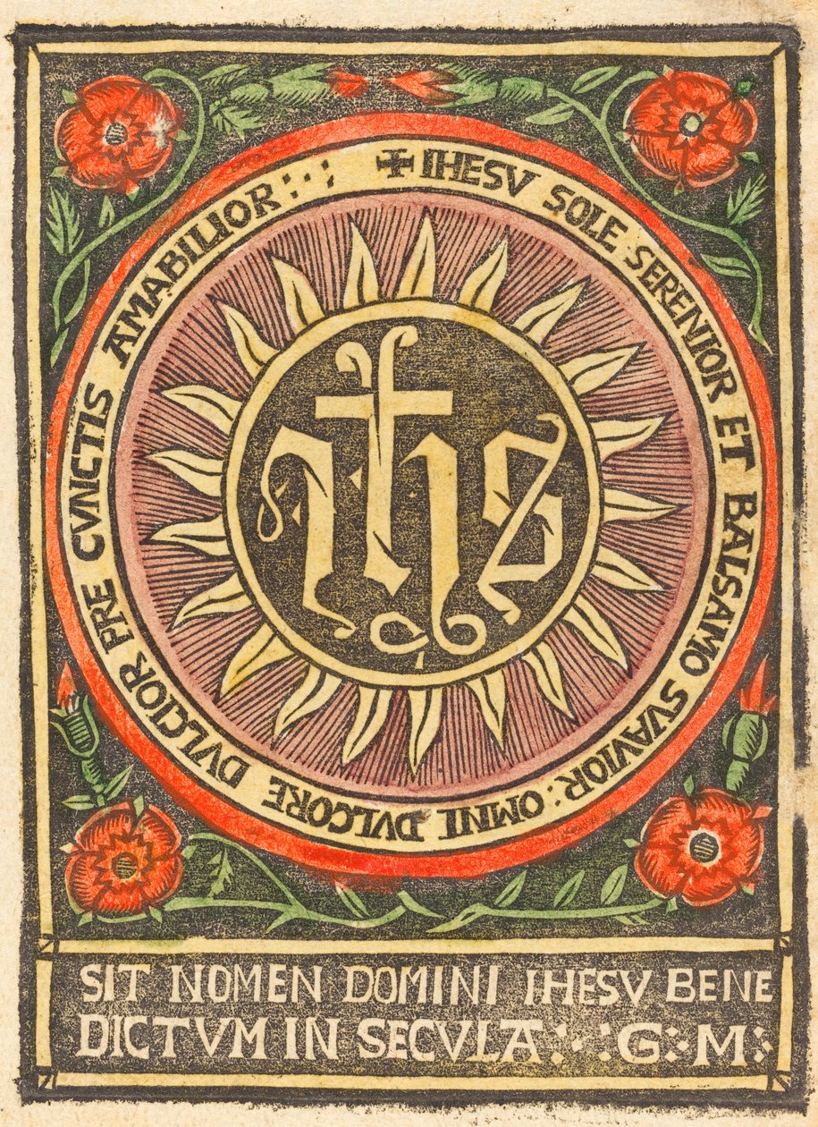 Monogram JHS in a Flaming Circle by German 15th Century