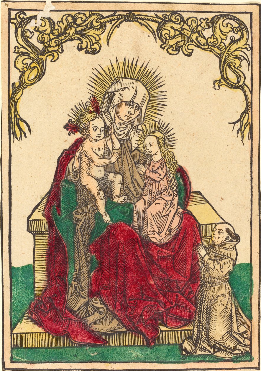 Saint Anne, The Madonna and Child, and a Franciscan Monk by German 15th Century