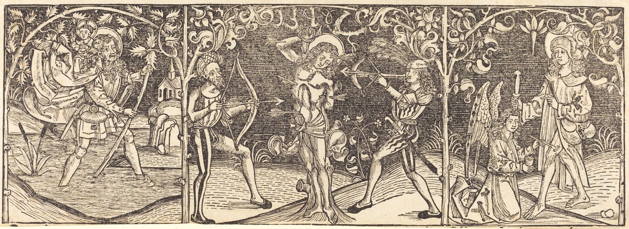 Saints Christopher, Sebastian, and Roche by German 15th Century