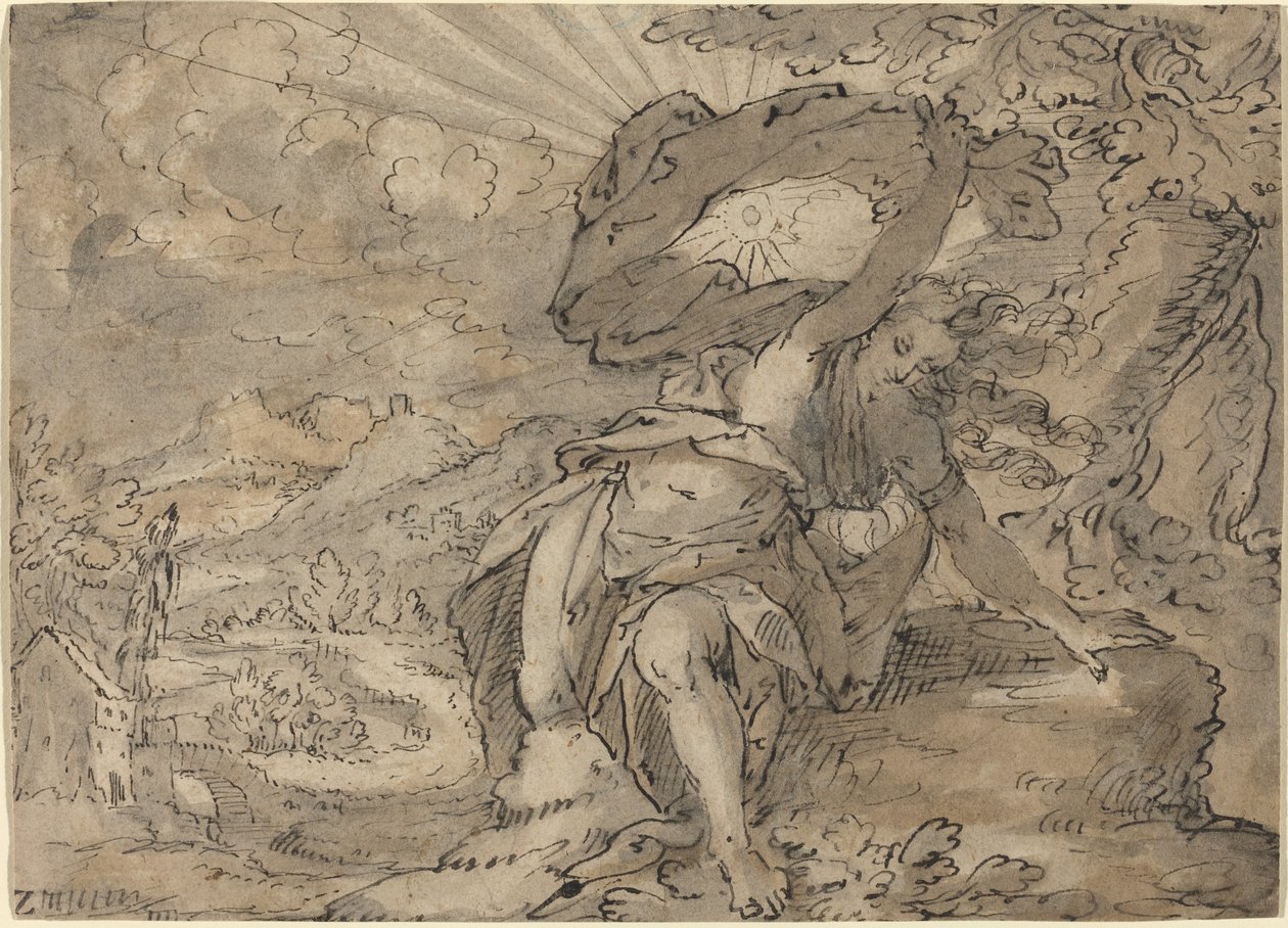 Allegorical Female Figure in a Landscape by German 17th Century