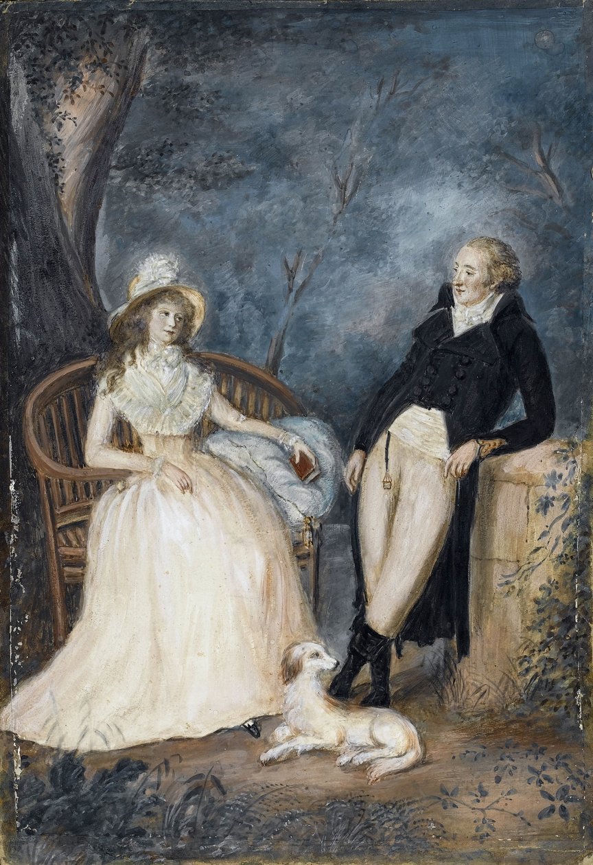 Charlotte von Stein and Johann Wolfgang von Goethe in Conversation by German Master