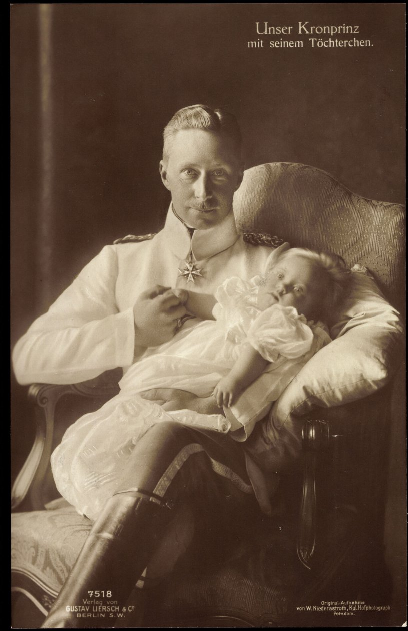 Crown Prince Friedrich Wilhelm with daughter, Liersch 7518 by German Photographer