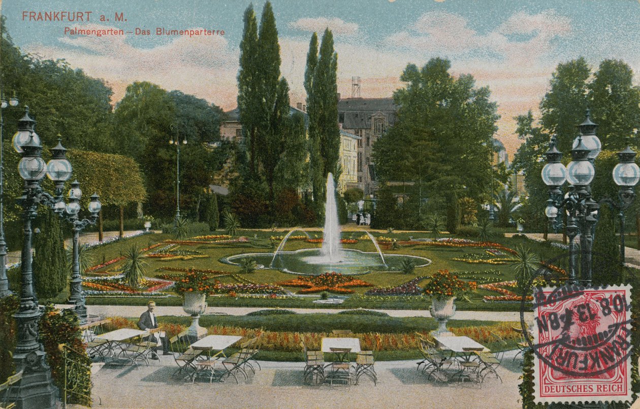 Frankfurt, Palmengarten, The Flower Parterre. Postcard Sent in 1913 by German Photographer