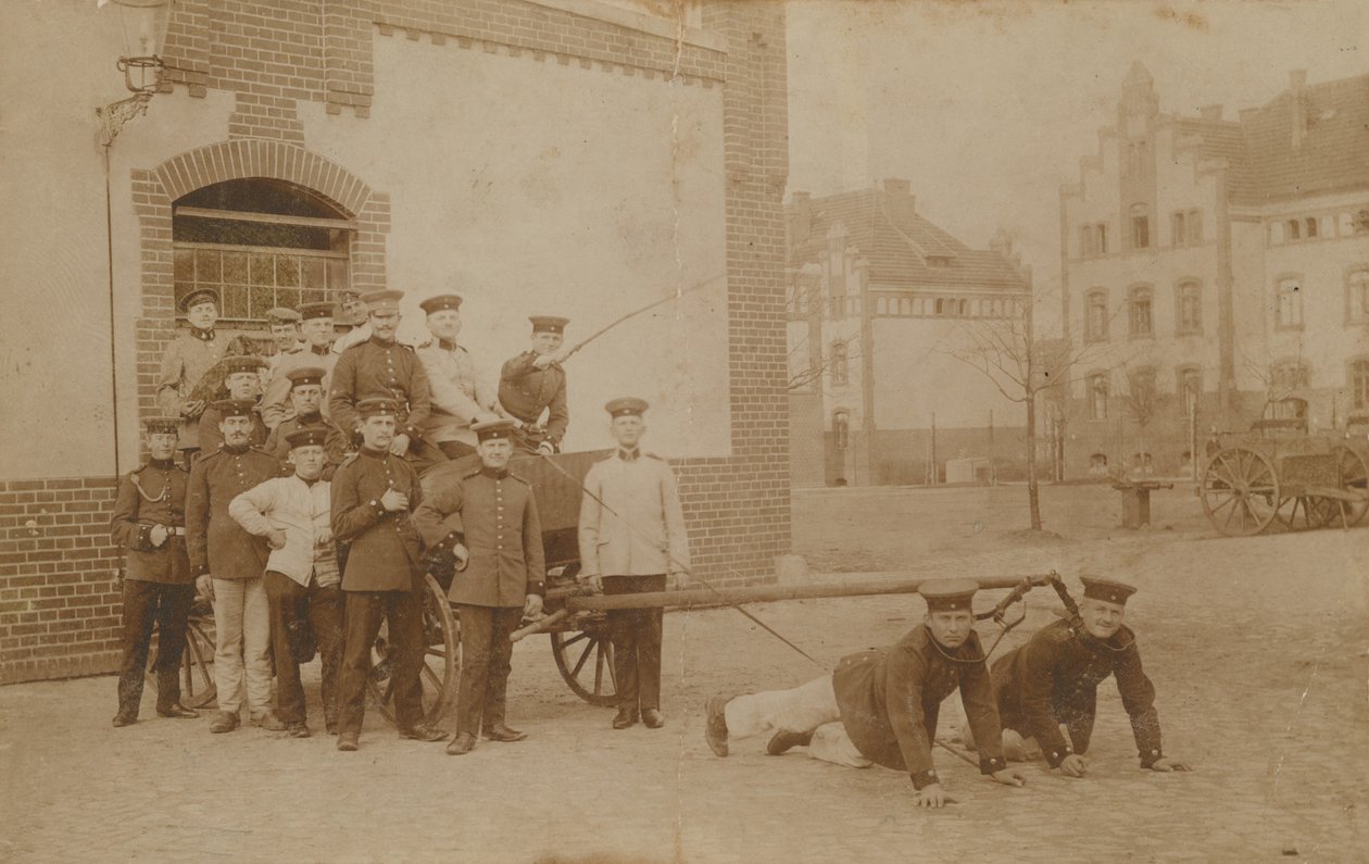 German Soldiers Pulling Carriage by German Photographer