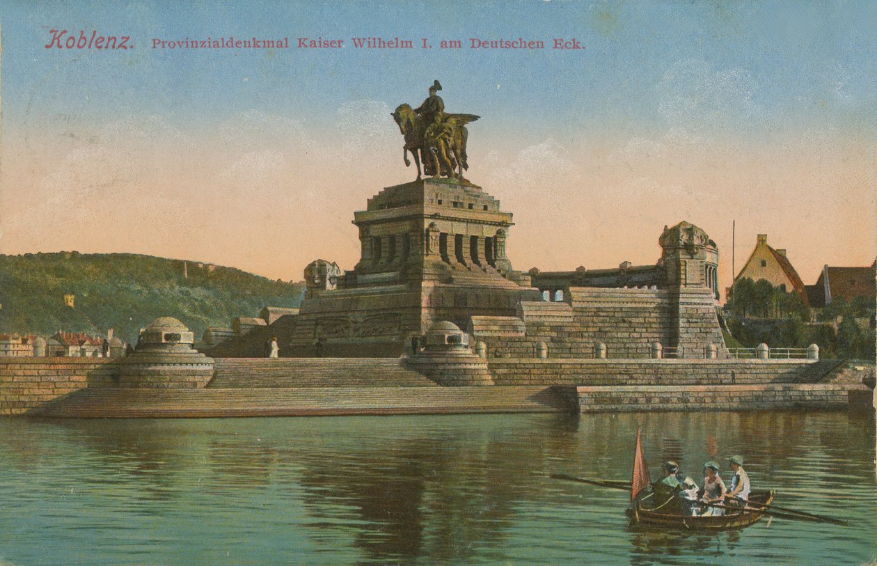 Monument to Kaiser Wilhelm I, Koblenz. Postcard Sent in 1913. by German Photographer