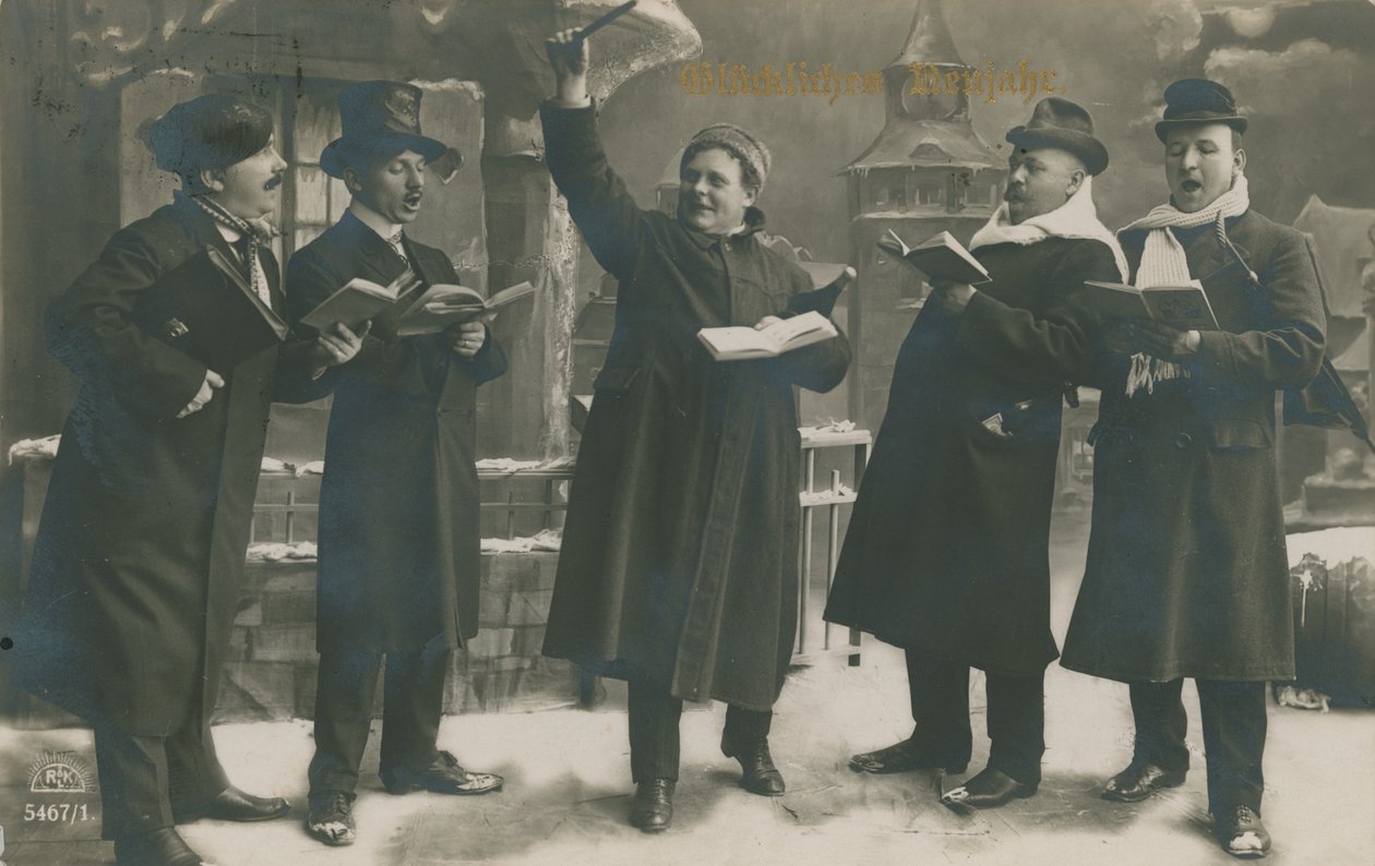 Postcard of Germans Singing in the New Year, Sent on 31st December 1913 by German Photographer