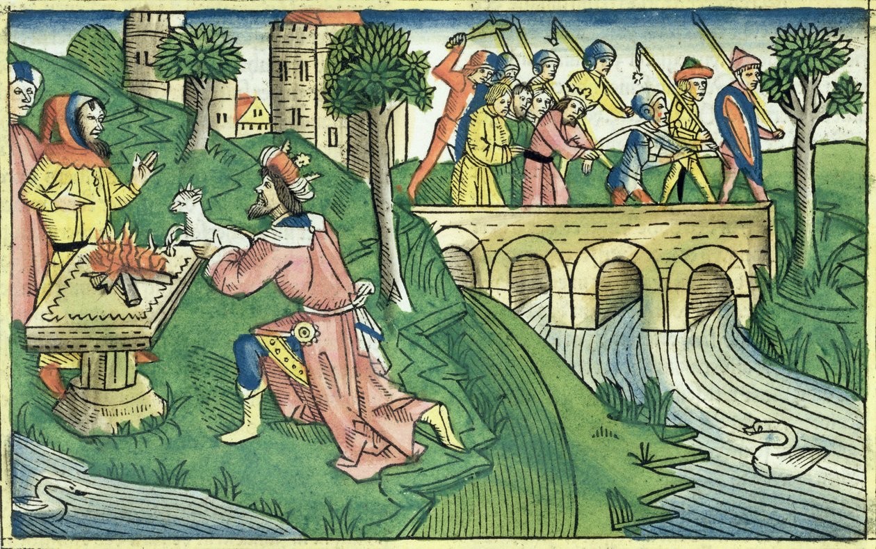 2 Kings 16:9-16 The people of Damascus are taken captive, from the Nuremberg Bible by German School