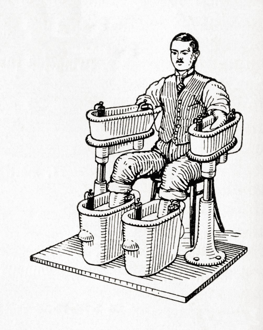 A 19th Century Galvanic Bath or Schnee Four Cell Bath, from Meyers Lexicon, pub. 1927 by German School