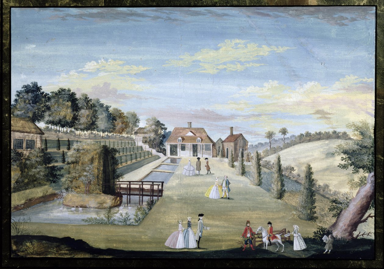 A Formal Water Garden with Terraces, Water Parterres and Parading Figures, c.1730 by German School