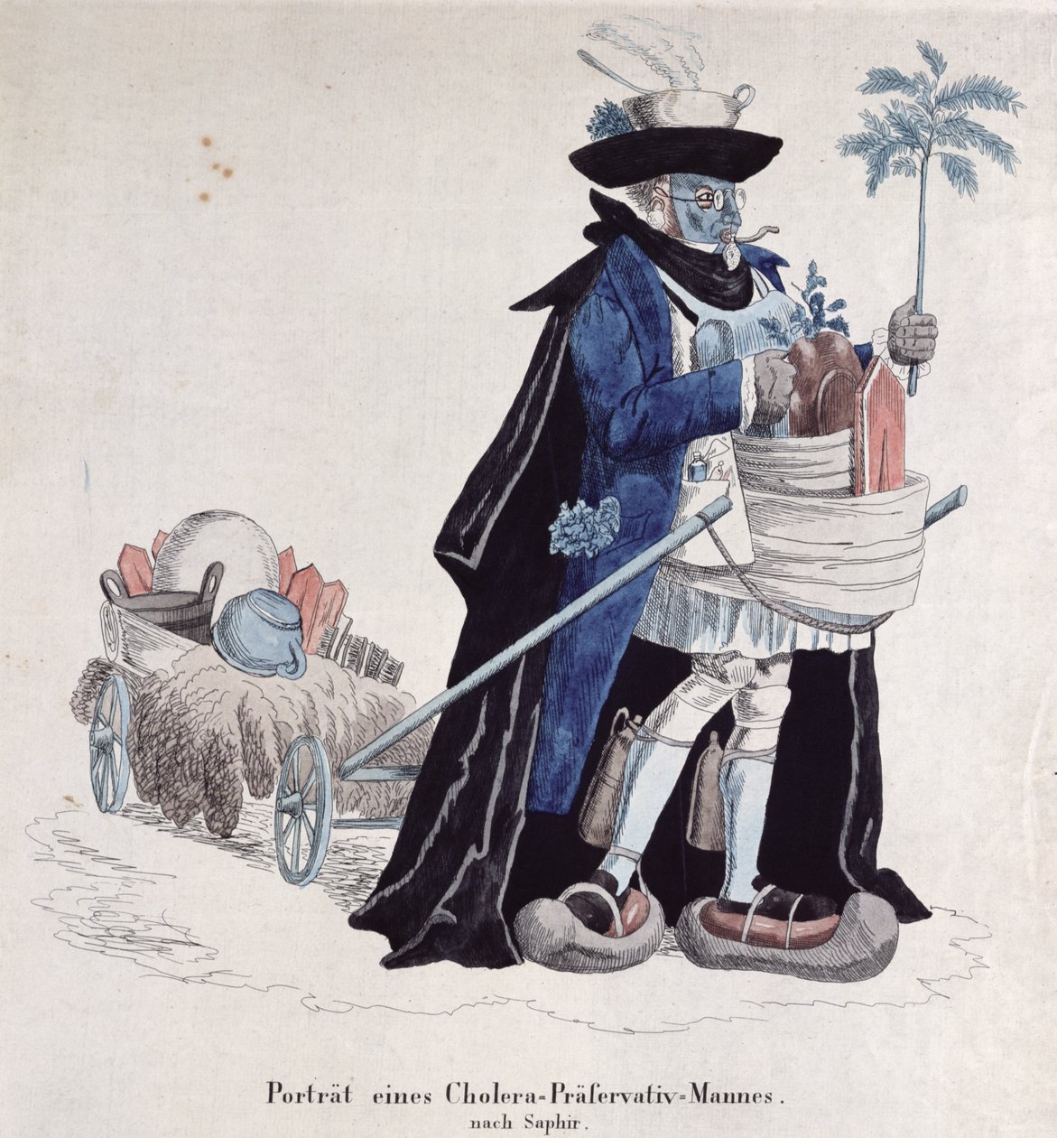 A man protected against cholera during the epidemic of 1832 by German School