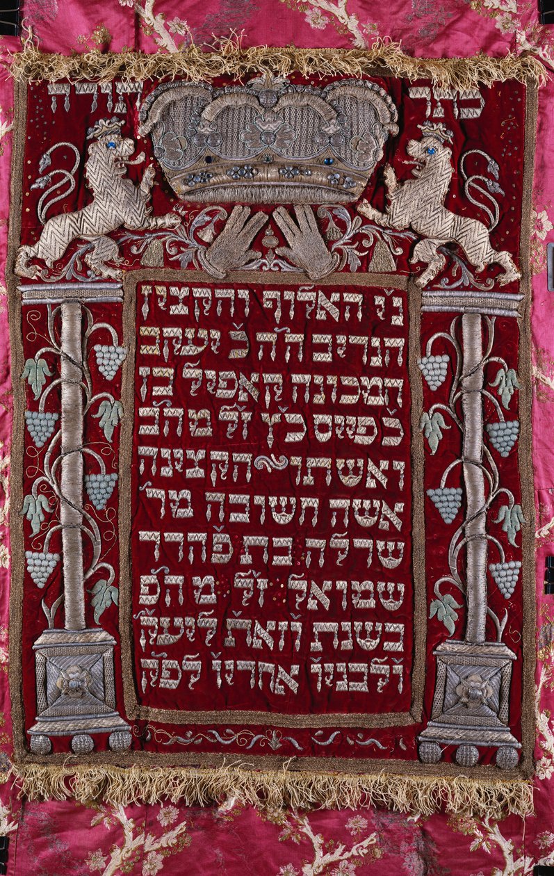A rare German jewelled parochet (Torah ark curtain) by German School
