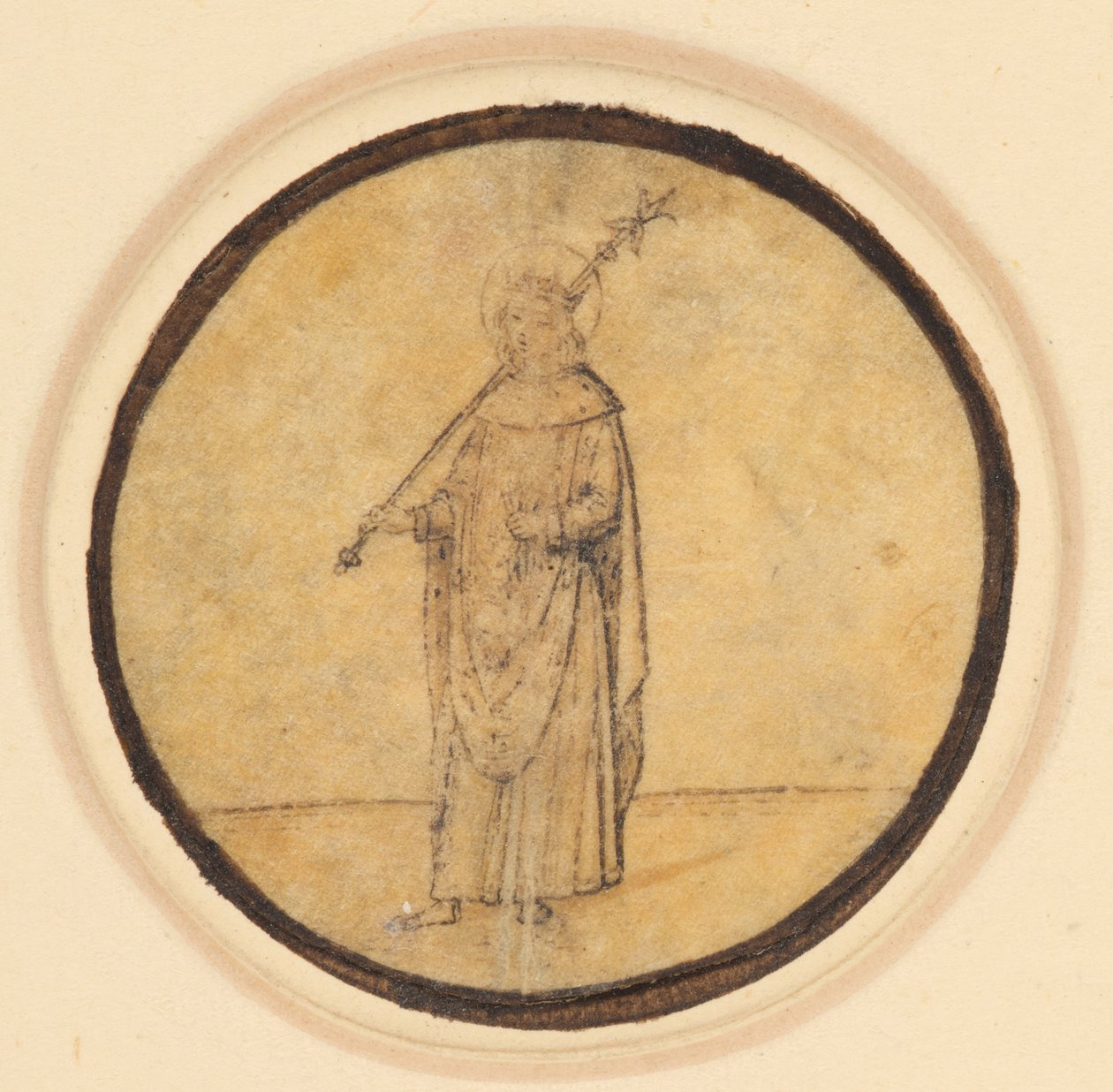 A roundel depicting St Louis of France holding a sceptre over his right shoulder by German School