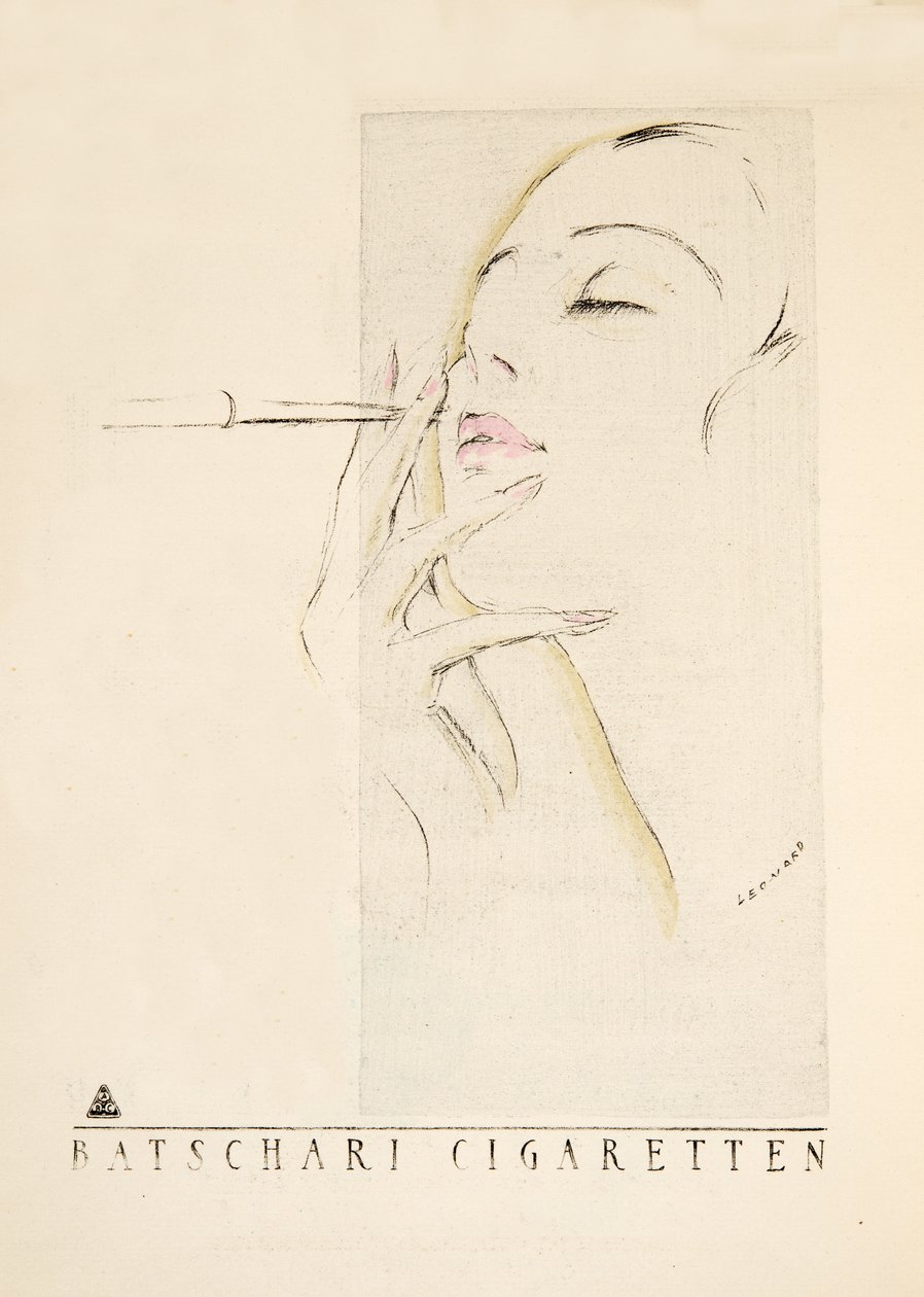 Advertisement for Batschari Cigarettes, from Styl, published 1922 by German School