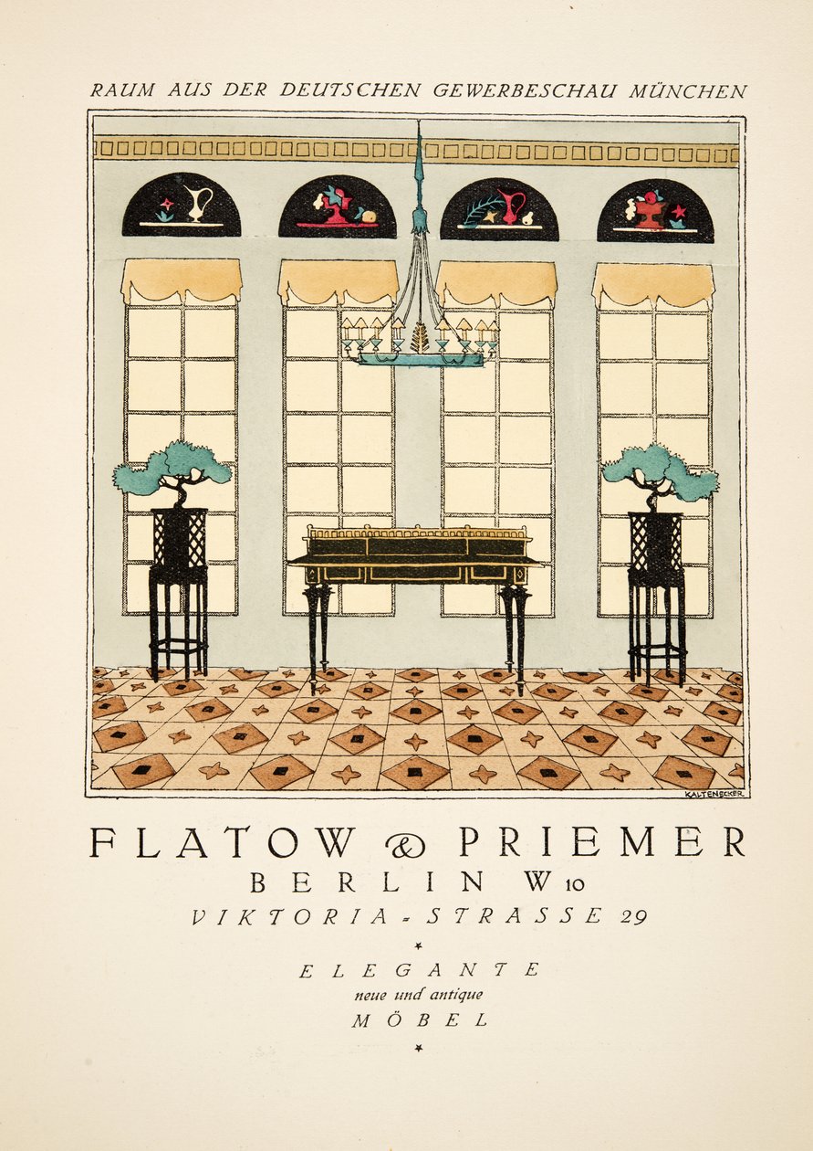 Advertisement for "Flatow & Priemer", from Styl, pub.1922 by German School