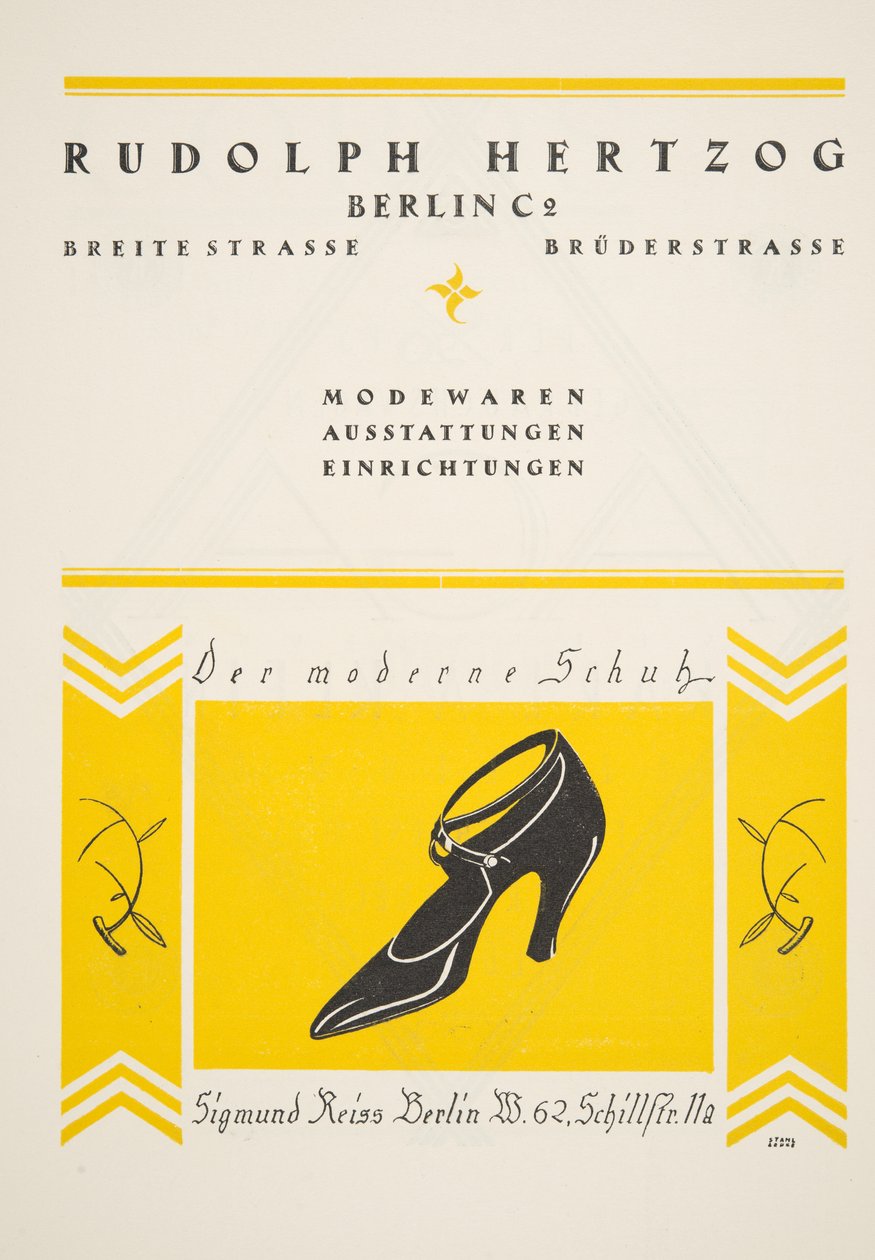 Advertisement for Rudolph Hertzog Shoes, from Styl, pub.1922 by German School