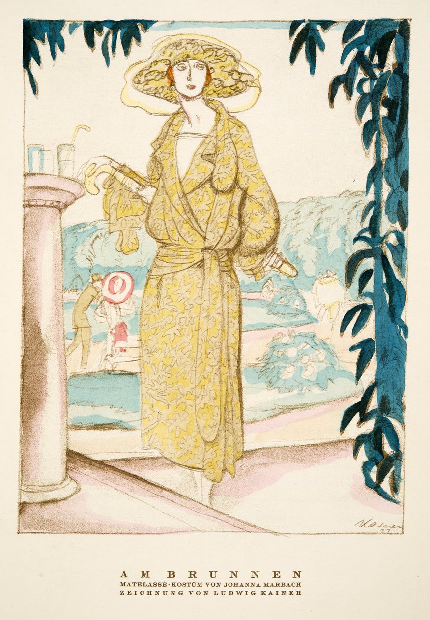 At the Fountain, outfit by Johanna Marbach, from Styl, pub.1922 by German School