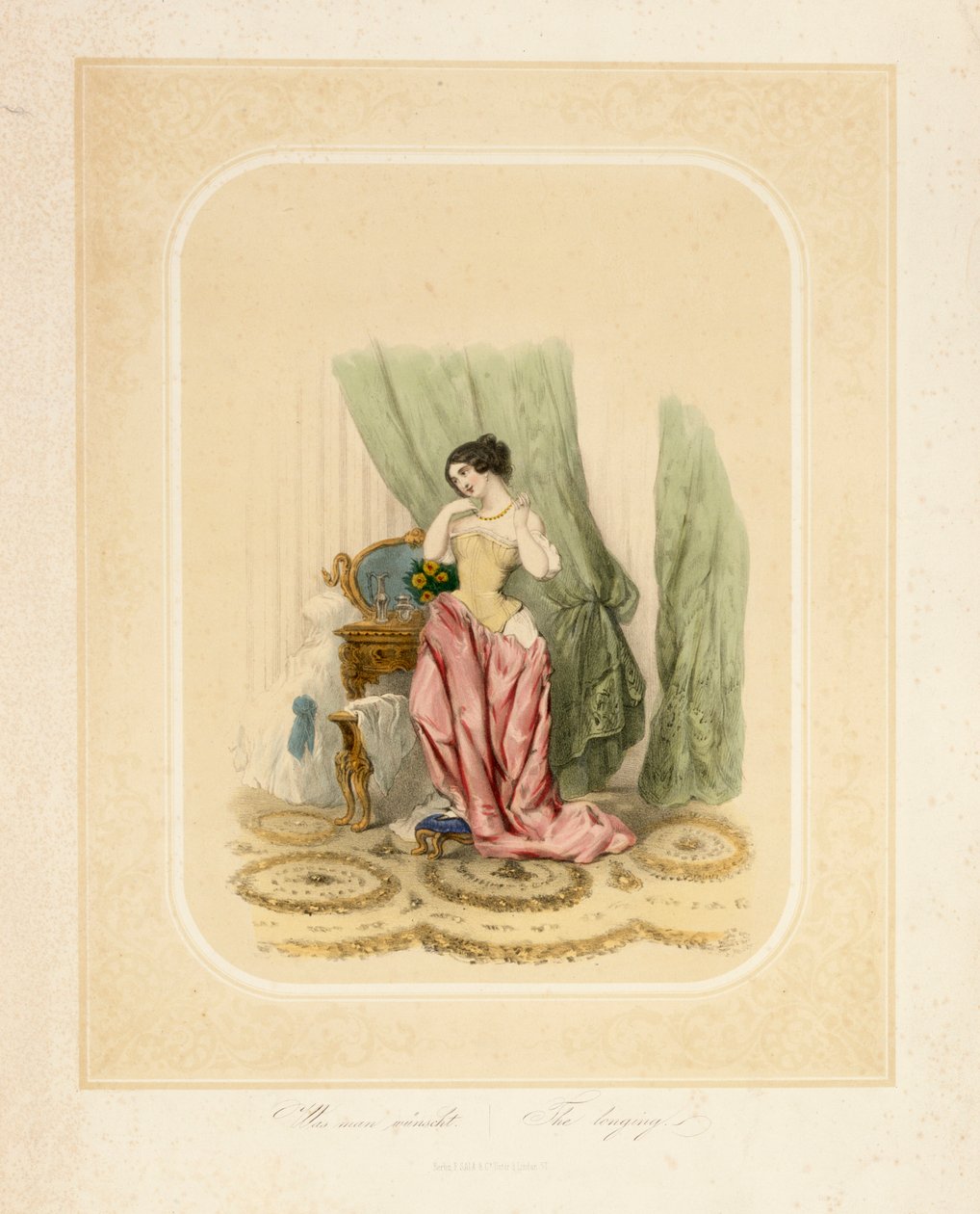 An Elegant Lady at Her Dressing Table, Printed by F. Sala & Co, Berlin, c.1850 by German School