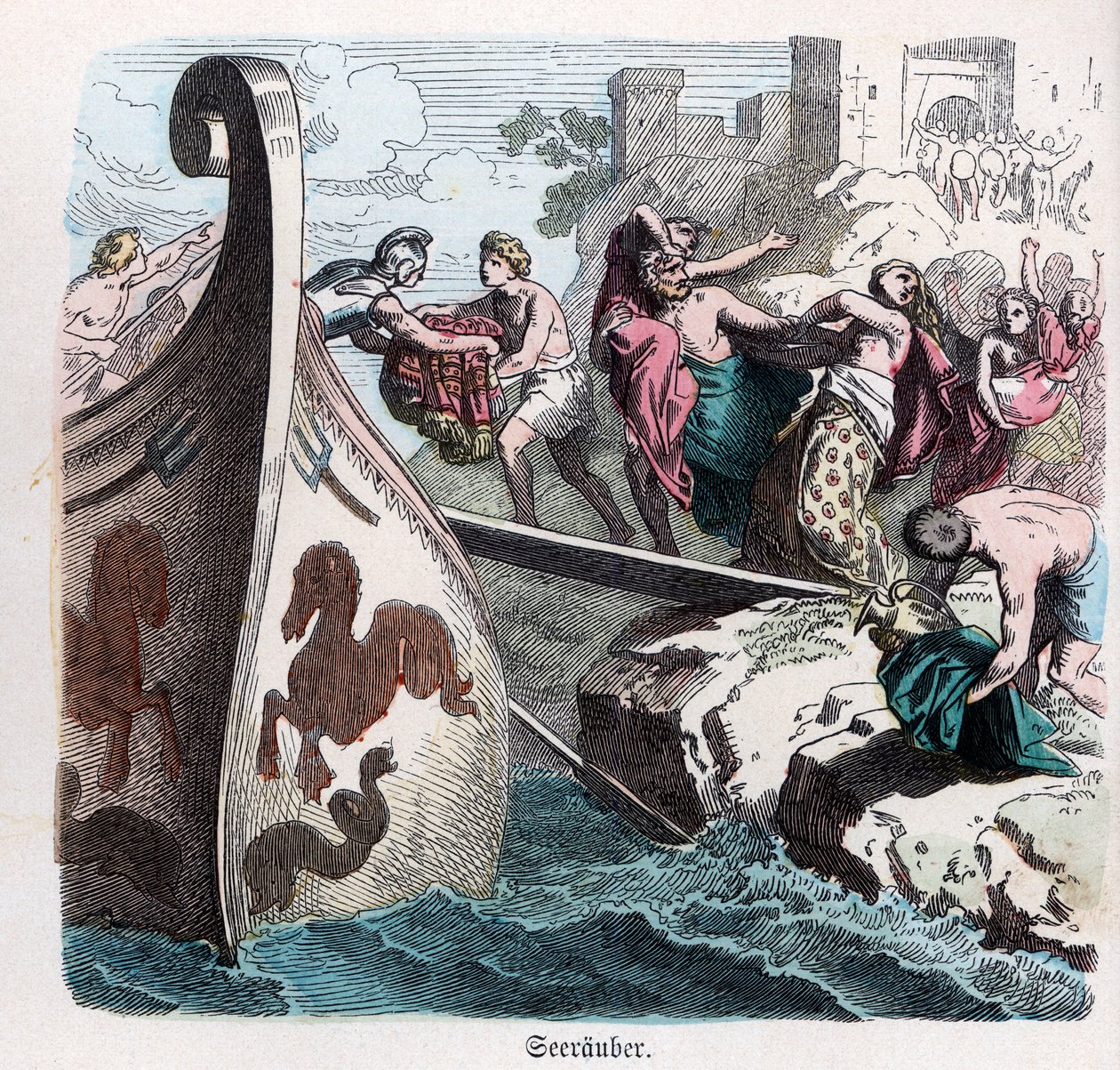 Ancient History. Greece. Sacking of a Town by Greek Pirates by German School