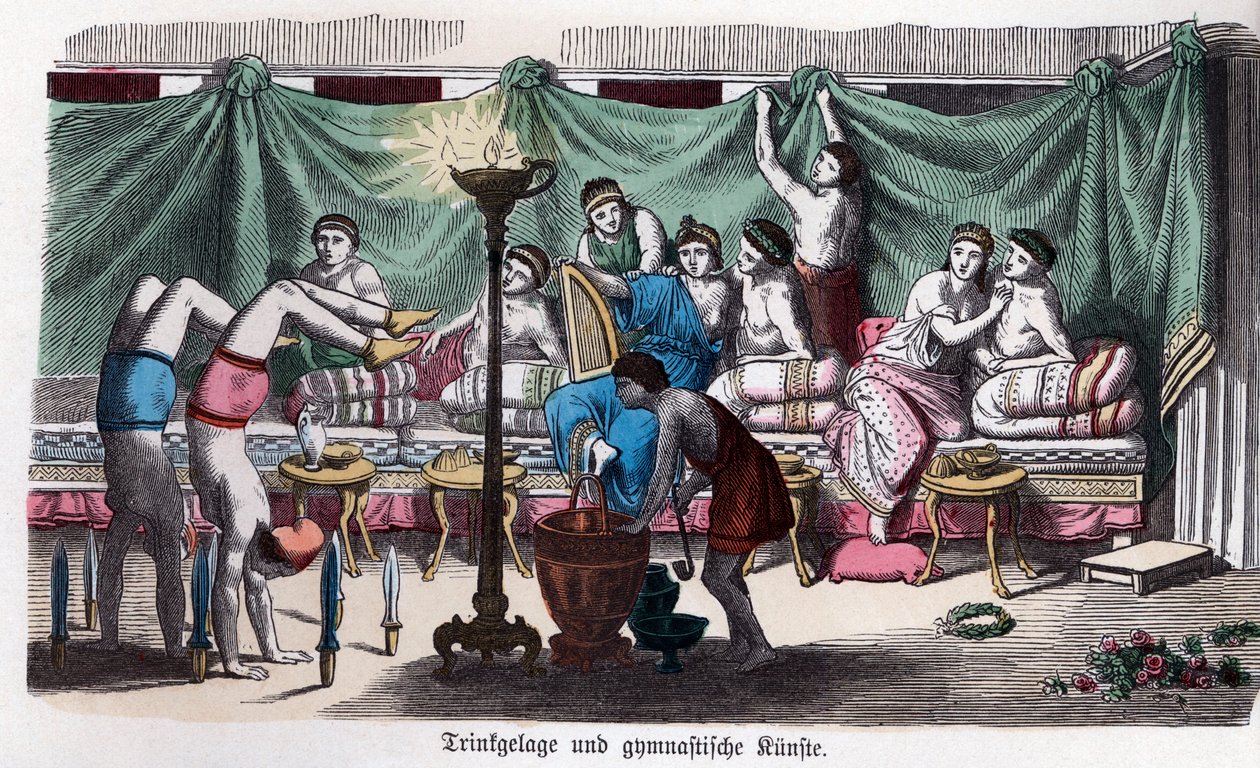 Ancient History. Greece. Scene of a Banquet and Gymnastic Games by German School