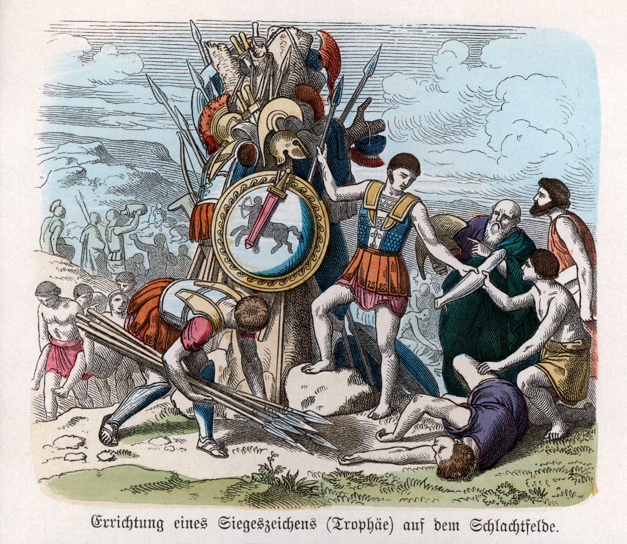 Ancient History. Greece. War Trophies (engraving) by German School